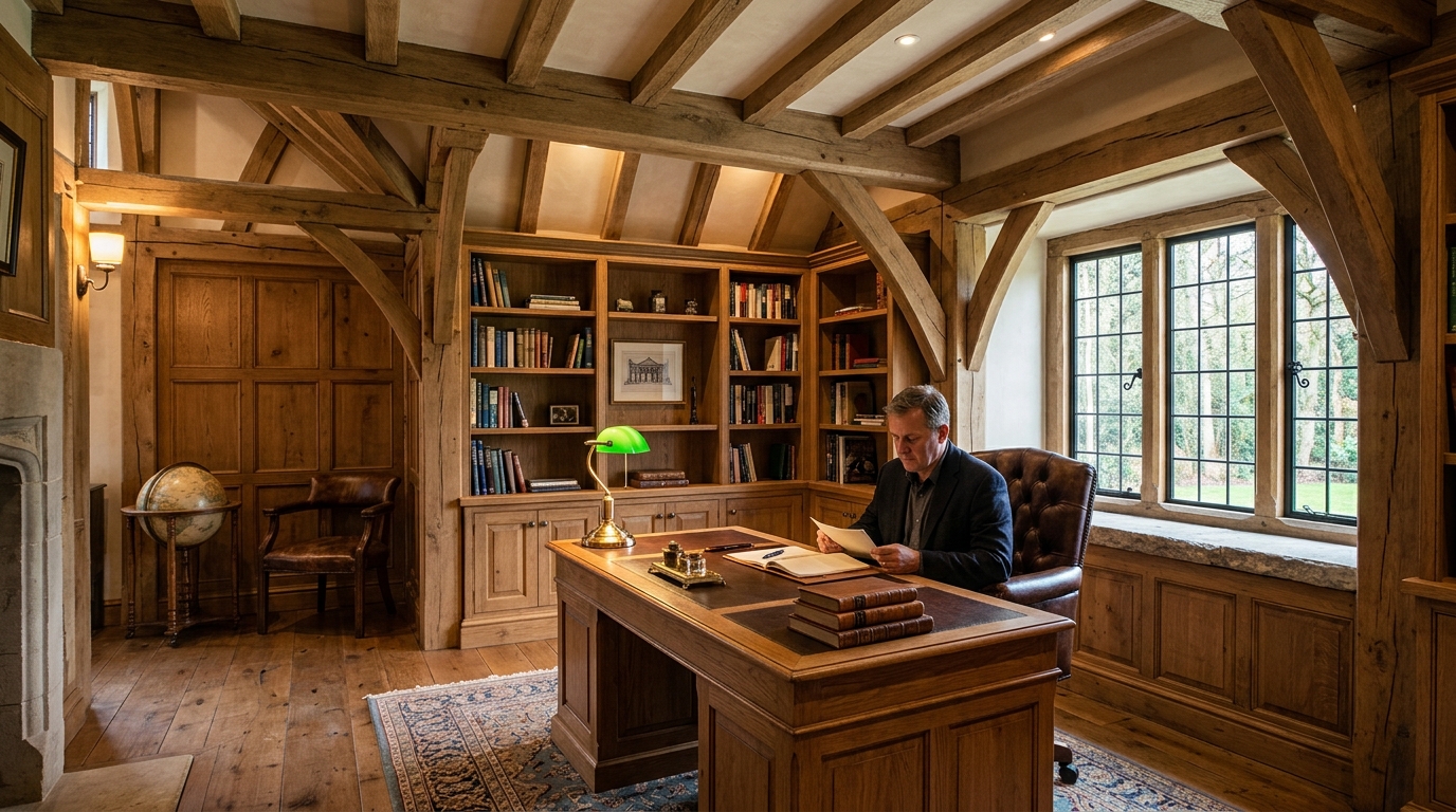 JVais Caennais Normandy Style Study Room Cabinetry